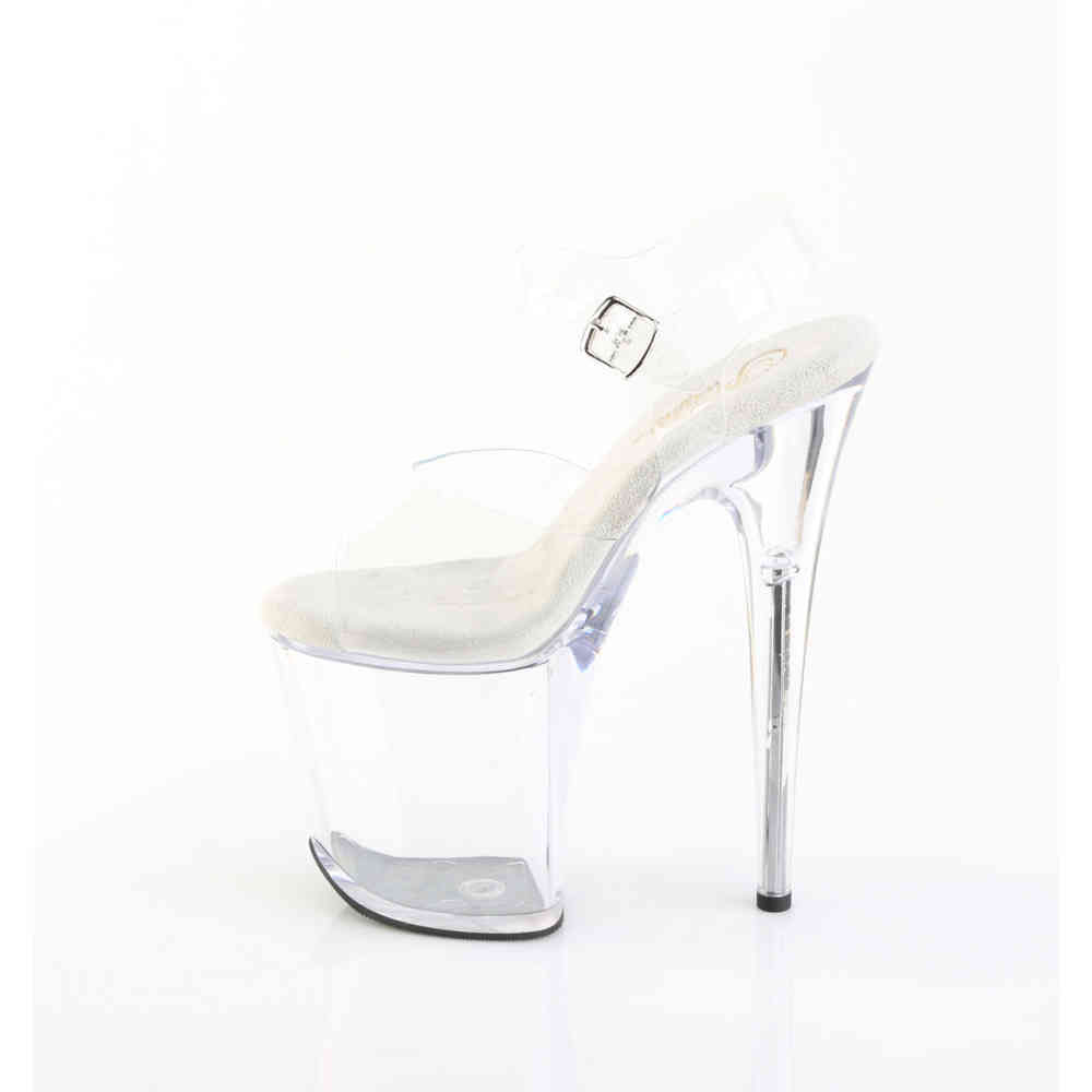 Pleaser - FLAMINGO808PREM Sandaal met enkelband, Paaldans schoenen - Transparant